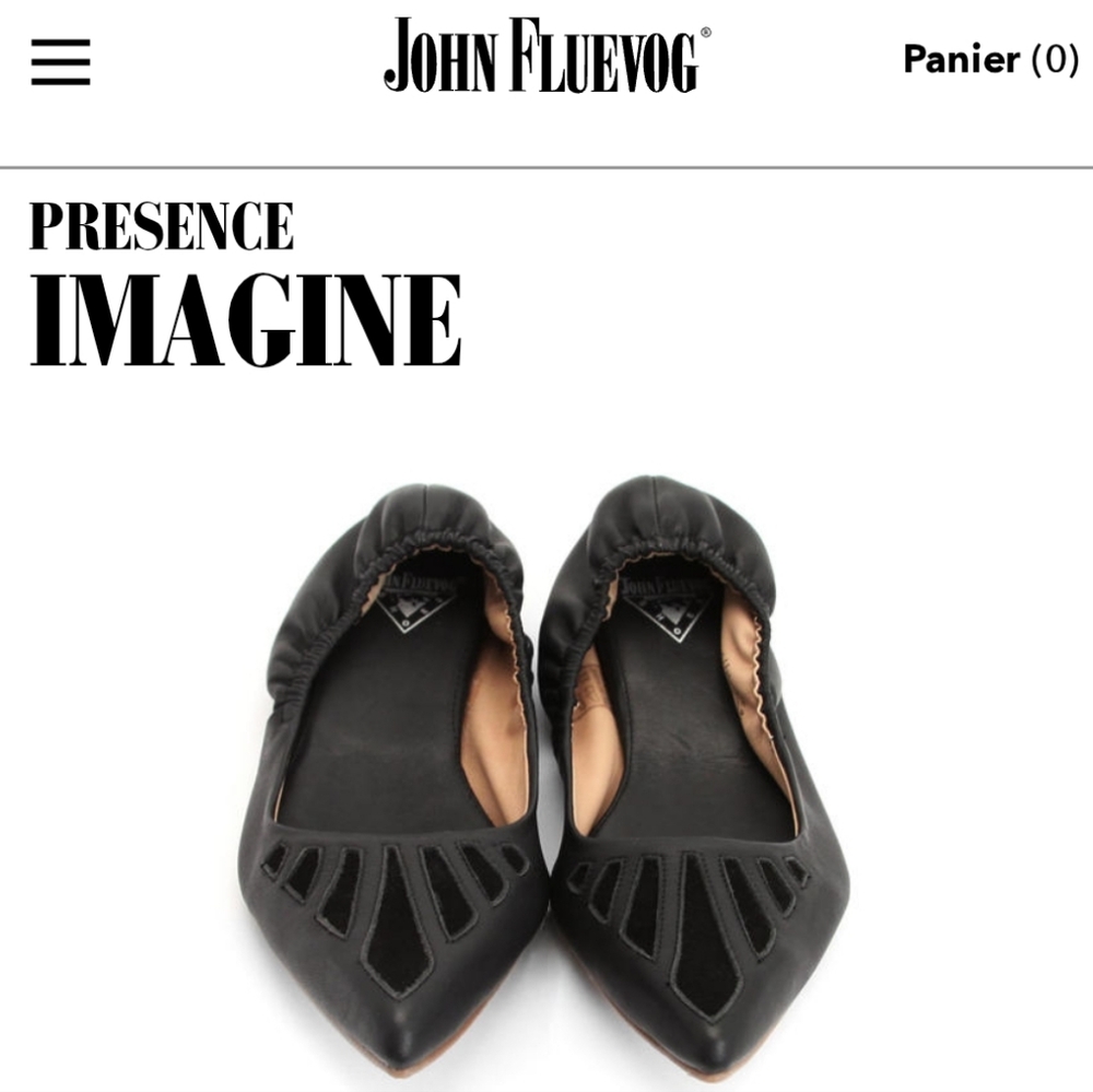 John Fluevog Black Pointed Ballet Flats